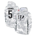 Tlead C.Bengals #5 Tee Higgins Player Arctic Camo Salute to Service Pullover Hoodie Limited Stitched Jerseys