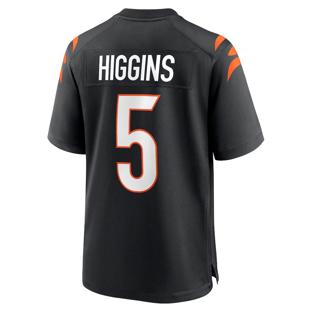 Tlead C.Bengals #5 Tee Higgins Player Black Home Game Stitched Jerseys