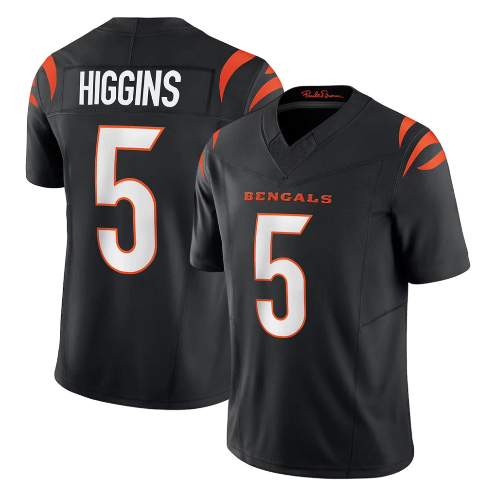 Tlead C.Bengals #5 Tee Higgins Player Black Vapor F.U.S.E. Limited Home Game Stitched Jerseys