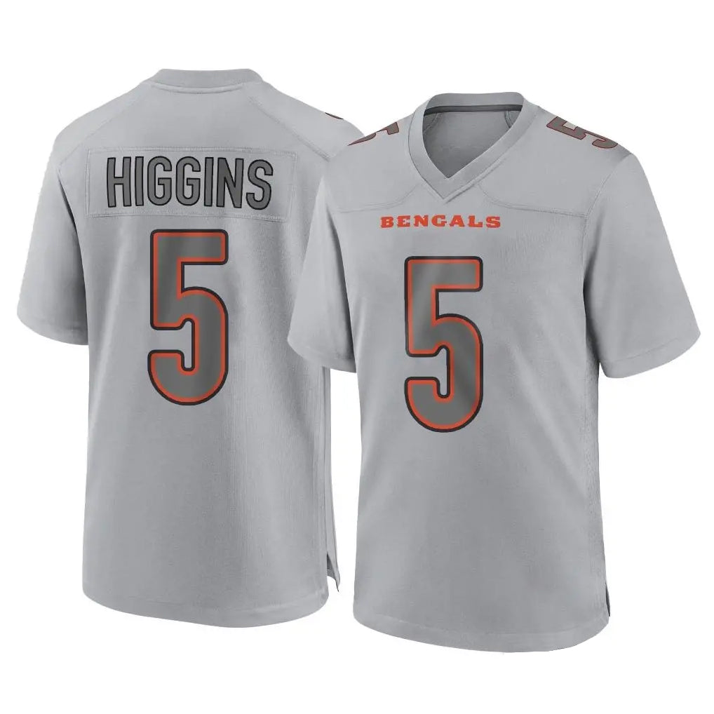 Tlead C.Bengals #5 Tee Higgins Player Gray Atmosphere Fashion Game Stitched Jerseys