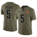 Tlead C.Bengals #5 Tee Higgins Player Olive Salute to Service Limited Game Stitched Jerseys