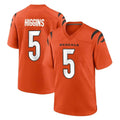 Tlead C.Bengals #5 Tee Higgins Player Orange Home Game Stitched Jerseys