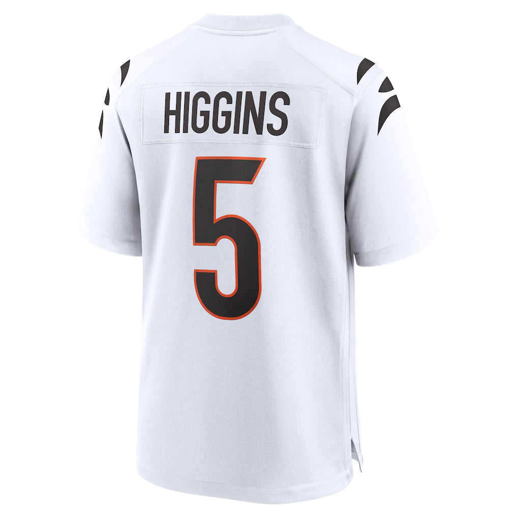 Tlead C.Bengals #5 Tee Higgins Player White Home Game Stitched Jerseys