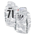 Tlead C.Bengals #71 Amarius Mims Player Arctic Camo Salute to Service Pullover Hoodie Limited Stitched Jerseys