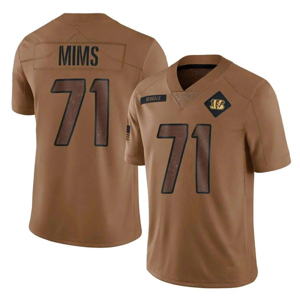 Tlead C.Bengals #71 Amarius Mims Player Brown Salute to Service Limited Stitched Jerseys