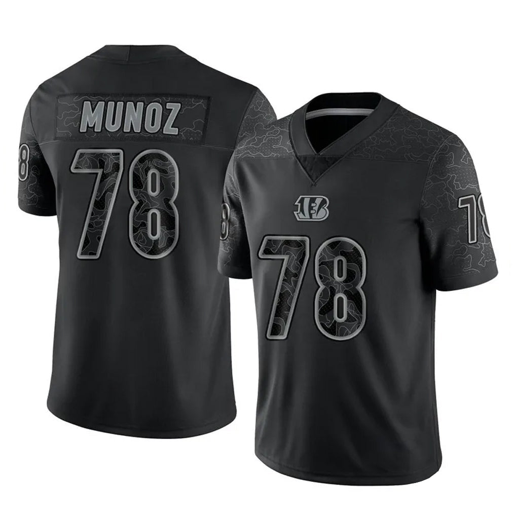 Tlead C.Bengals #78 Anthony Munoz Player Black Reflective Limited Game Stitched Jerseys