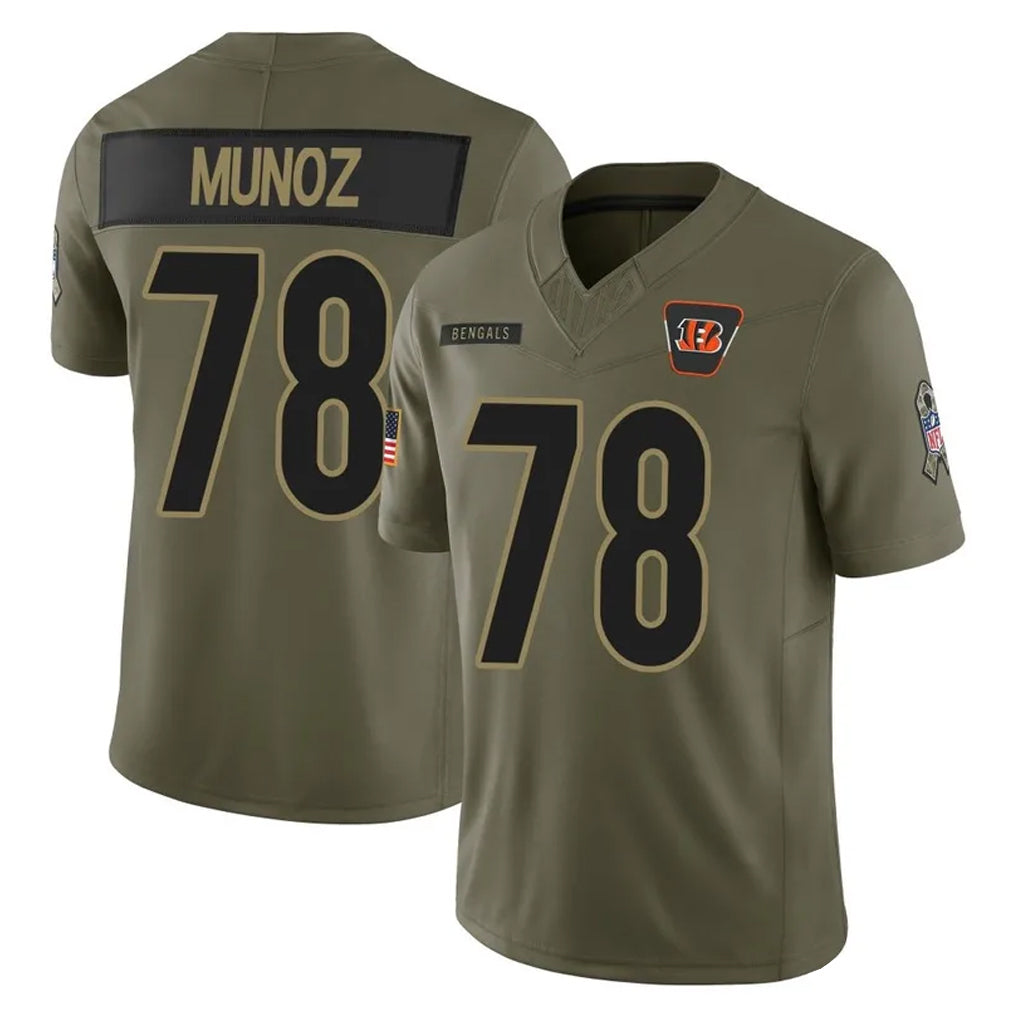 Tlead C.Bengals #78 Anthony Munoz Player Olive Salute to Service Limited Home Game Stitched Jerseys