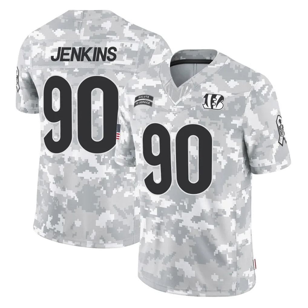 Tlead C.Bengals #90 Kris Jenkins Jr Player Arctic Camo Salute to Service Limited Stitched Jerseys