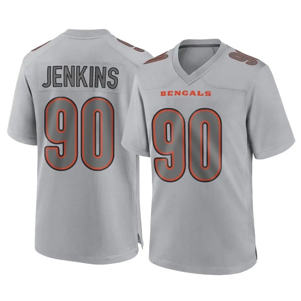 Tlead C.Bengals #90 Kris Jenkins Jr Player Gray Atmosphere Fashion Game Stitched Jerseys