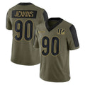 Tlead C.Bengals #90 Kris Jenkins Jr Player Olive Salute to Service Game Stitched Jerseys