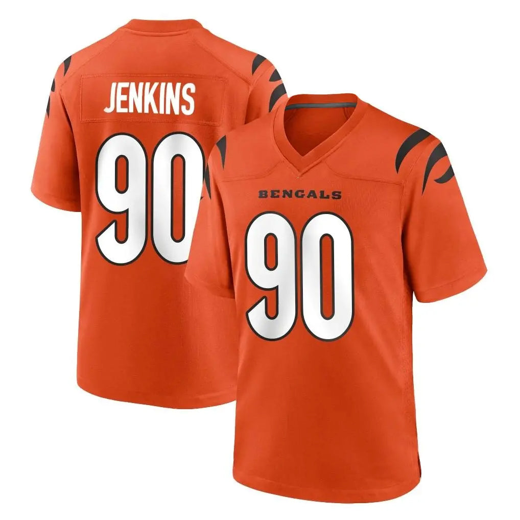 Tlead C.Bengals #90 Kris Jenkins Jr Player Orange Home Game Stitched Jerseys