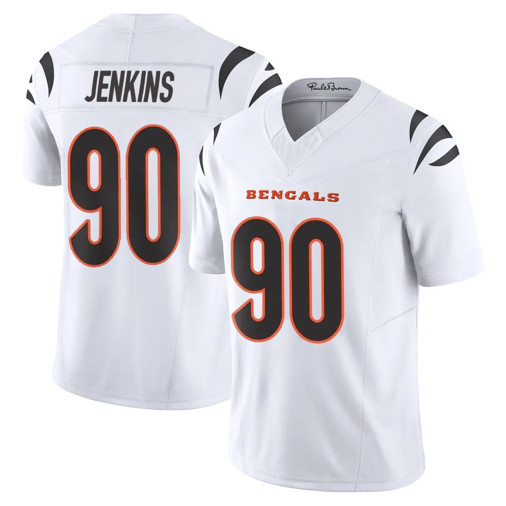 Tlead C.Bengals #90 Kris Jenkins Jr Player White Vapor F.U.S.E. Limited Home Game Stitched Jerseys