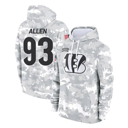 Tlead C.Bengals #93 Jonathan Allen Player Arctic Camo Salute to Service Pullover Hoodie Limited Stitched Jerseys