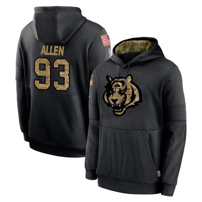 Tlead C.Bengals #93 Jonathan Allen Player Black Salute to Service Pullover Hoodies Limited Stitched Jerseys