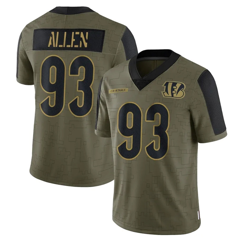 Tlead C.Bengals #93 Jonathan Allen Player Olive Salute to Service Game Stitched Jerseys