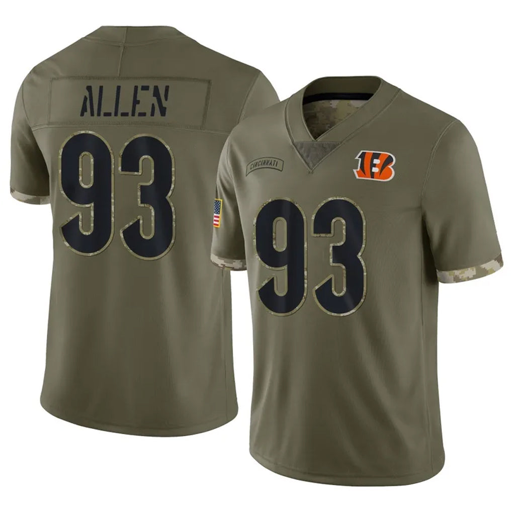 Tlead C.Bengals #93 Jonathan Allen Player Olive Salute to Service Limited Game Stitched Jerseys
