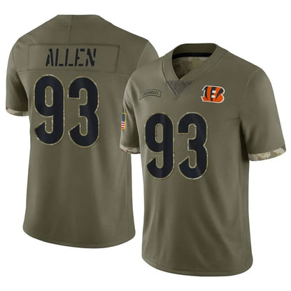 Tlead C.Bengals #93 Jonathan Allen Player Olive Salute to Service Limited Game Stitched Jerseys