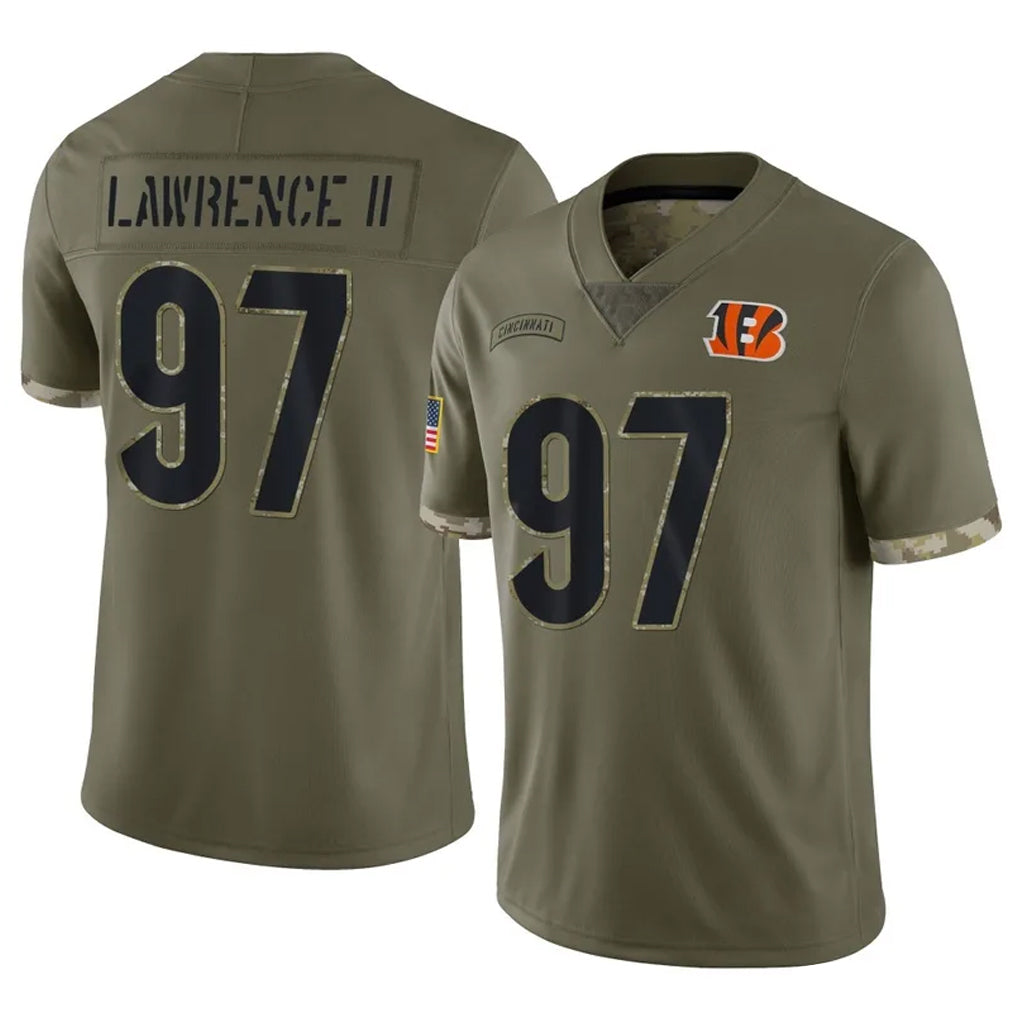 Tlead C.Bengals #97 Dexter Lawrence II Player Olive Salute to Service Limited Game Stitched Jerseys