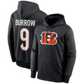 Tlead C.Bengals #9 Joe Burrow Player Black Salute to Service Pullover Hoodies Game Stitched Jerseys