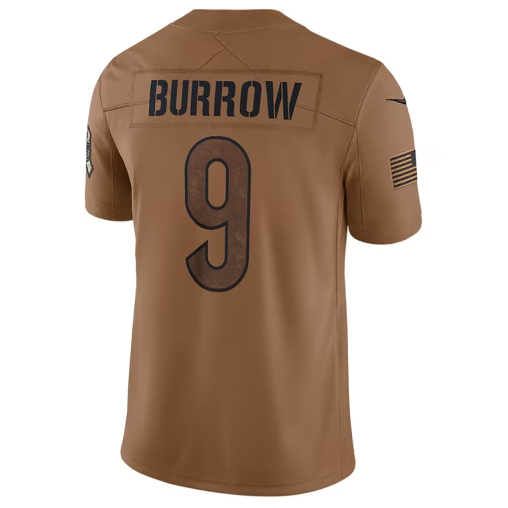 Tlead C.Bengals #9 Joe Burrow Player Brown Salute To Service Limited Stitched Jerseys