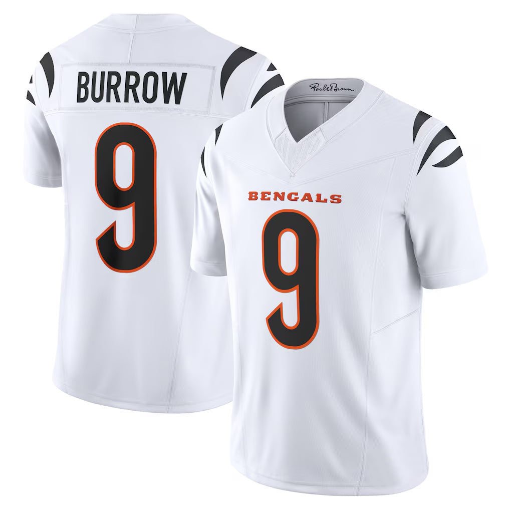 Tlead C.Bengals #9 Joe Burrow Player White Vapor F.U.S.E. Limited Home Game Stitched Jerseys