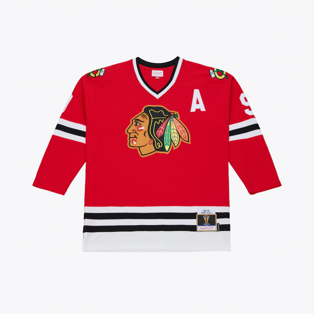 Tlead C.Blackhawks Bobby Hull Mitchell & Ness Red 1966 Power Play Jerseys