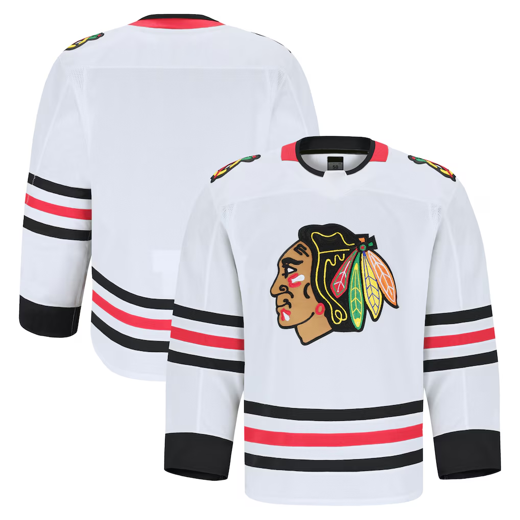 Tlead C.Blackhawks White Away Authentic Pro Jerseys