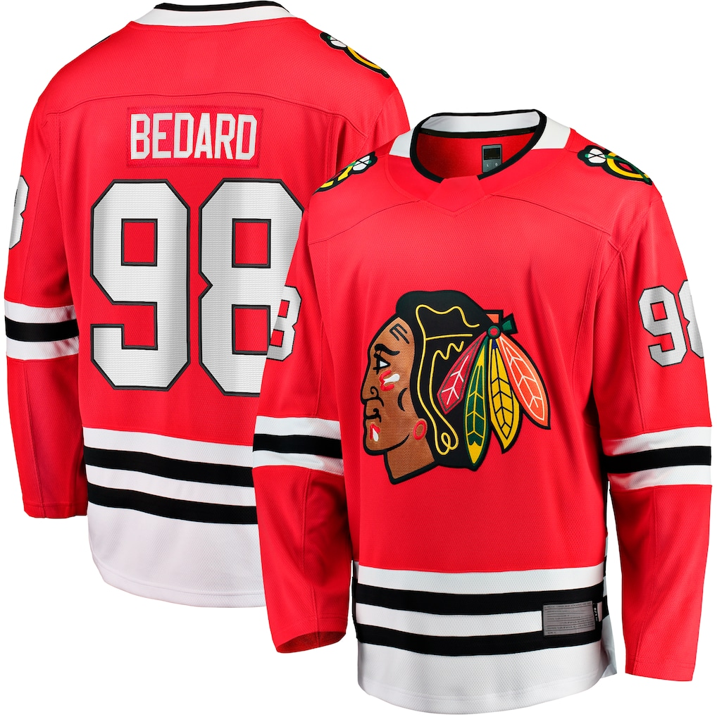Tlead C.Blackhawks #98 Connor Bedard Red Home Breakaway Player Jerseys