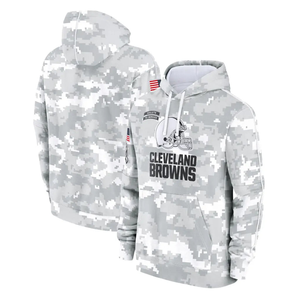 Tlead C.Browns Arctic Camo Salute to Service Hoodies Limited Game Blank Player Stitched Jerseys