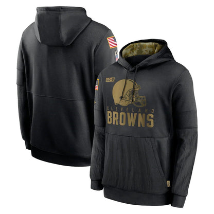 Tlead C.Browns Black Salute to Service Pullover Hoodies Limited Blank Player Stitched Jerseys