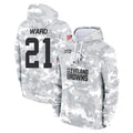 Tlead C.Browns #21 Denzel Ward Player Arctic Camo Salute to Service Hoodies Limited Game Stitched Jerseys