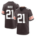 Tlead C.Browns #21 Denzel Ward Player Brown Home Game Stitched Jerseys