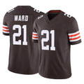 Tlead C.Browns #21 Denzel Ward Player Brown Vapor F.U.S.E. Limited Home Game Stitched Jerseys