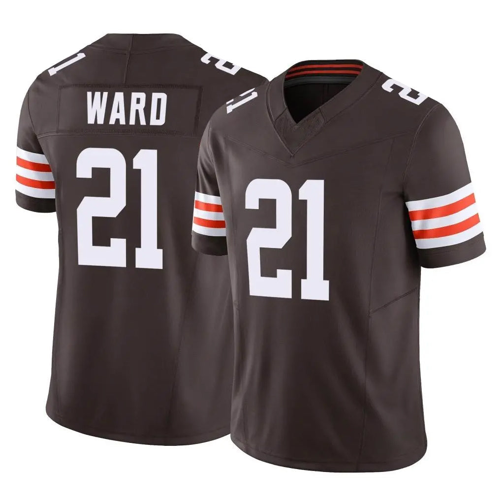Tlead C.Browns #21 Denzel Ward Player Brown Vapor F.U.S.E. Limited Home Game Stitched Jerseys