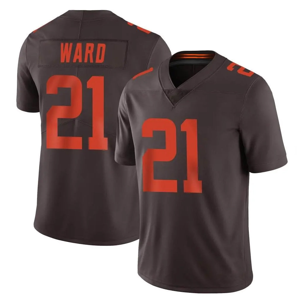 Tlead C.Browns #21 Denzel Ward Player Browns Color Rush Limited Home Game Stitched Jerseys