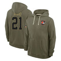 Tlead C.Browns #21 Denzel Ward Player Olive Salute to Service Pullover Hoodies Limited Stitched Jerseys
