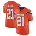 Tlead C.Browns #21 Denzel Ward Player Orange Alternate Vapor Untouchable Limited Home Game Stitched Jerseys