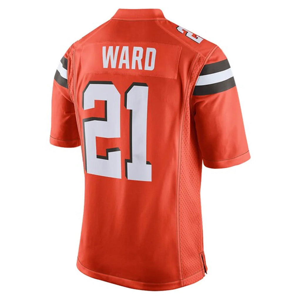 Tlead C.Browns #21 Denzel Ward Player Orange Vapor Limited Home Game Stitched Jerseys