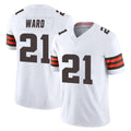 Tlead C.Browns #21 Denzel Ward Player White Vapor F.U.S.E. Limited Home Game Stitched Jerseys