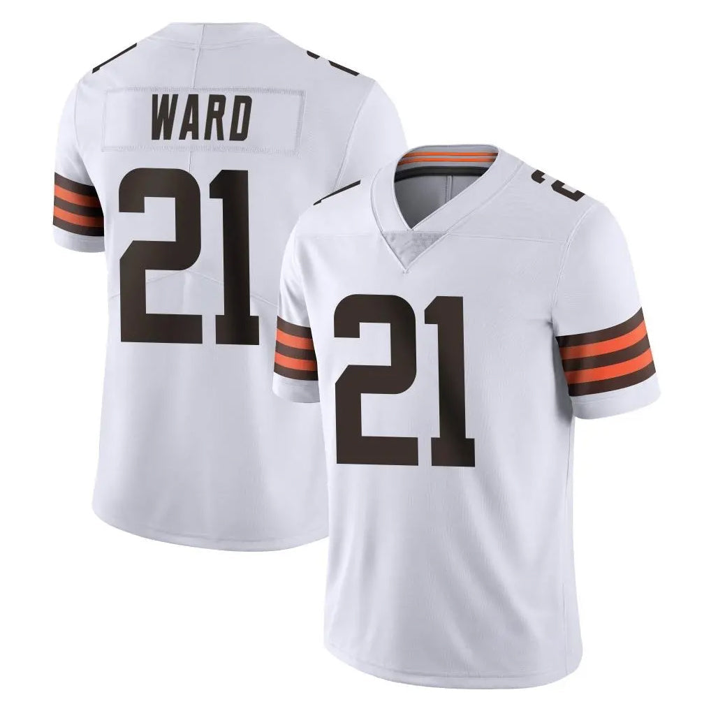 Tlead C.Browns #21 Denzel Ward Player White Vapor Untouchable Limited Home Game Stitched Jerseys