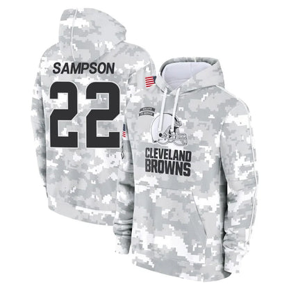 Tlead C.Browns #22 Dylan Sampson Player Arctic Camo Salute to Service Hoodies Limited Game Stitched Jerseys