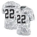 Tlead C.Browns #22 Dylan Sampson Player Arctic Camo Salute to Service Limited Home Game Stitched Jerseys