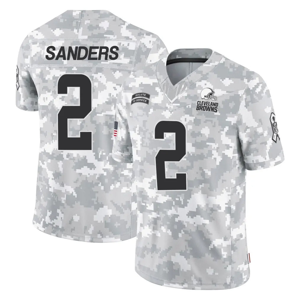 Tlead C.Browns #2 Shedeur Sanders Player Arctic Camo Salute to Service Limited Home Game Stitched Jerseys