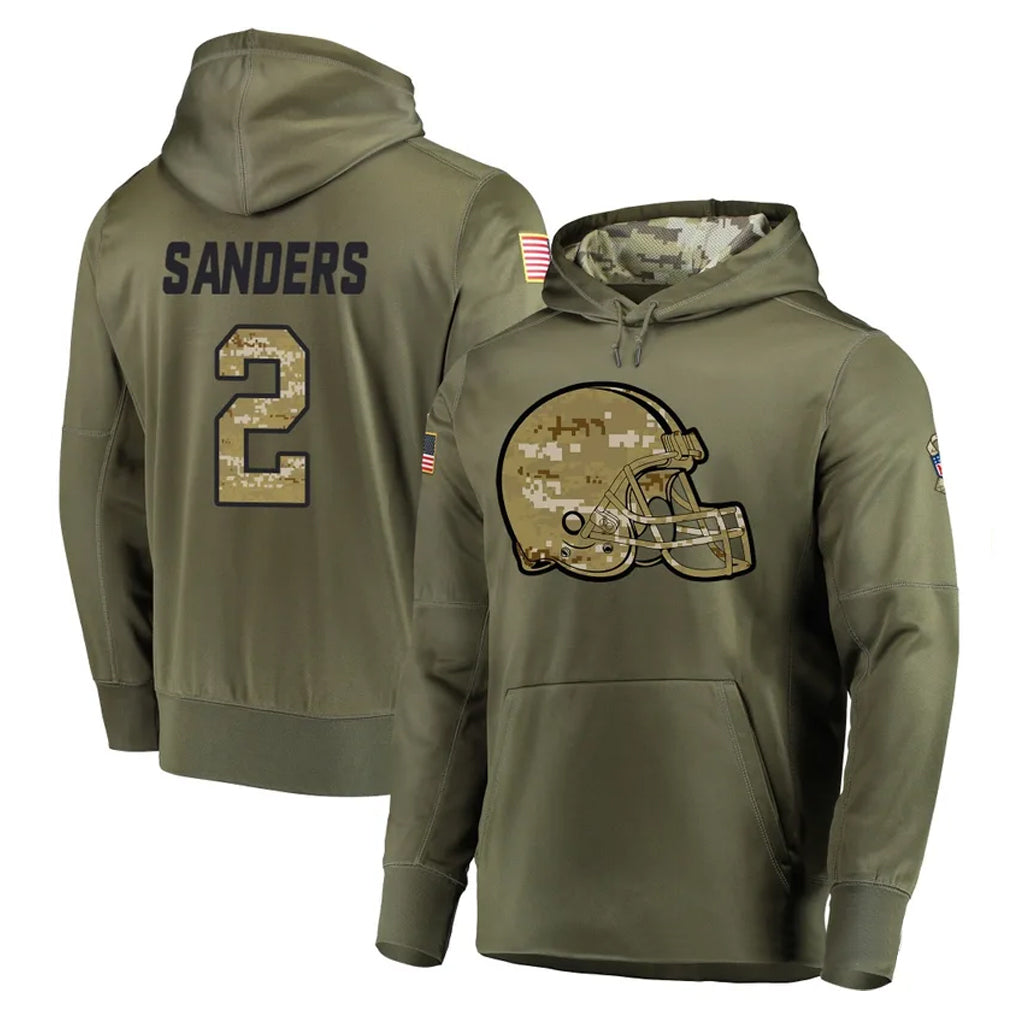 Tlead C.Browns #2 Shedeur Sanders Player Olive Salute to Service Pullover Hoodies Home Game Stitched Jerseys