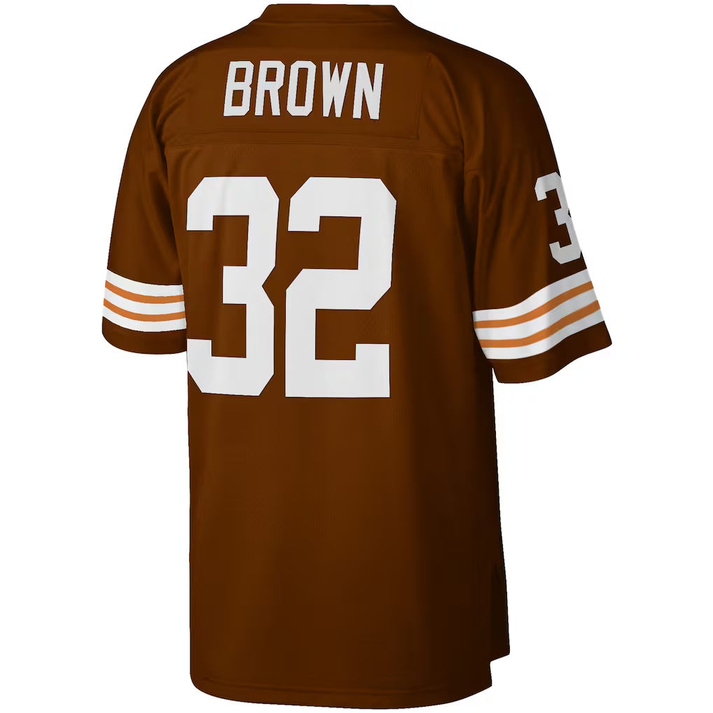 Tlead C.Browns #32 Jim Brown Mitchell & Ness Brown Big & Tall Retired Player Replica Stitched Jerseys