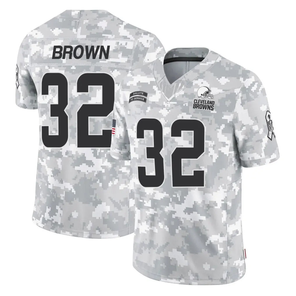 Tlead C.Browns #32 Jim Brown Player Arctic Camo Salute to Service Limited Home Game Stitched Jerseys