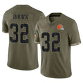 Tlead C.Browns #32 Jim Brown Player Olive Salute to Service Limited Game Stitched Jerseys
