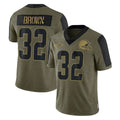 Tlead C.Browns #32 Jim Brown Player Olive Salute to Service Limited Home Game Stitched Jerseys