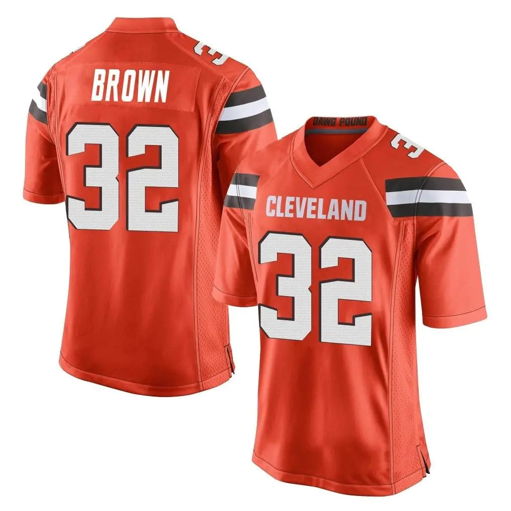 Tlead C.Browns #32 Jim Brown Player Orange Vapor Limited Home Game Stitched Jerseys