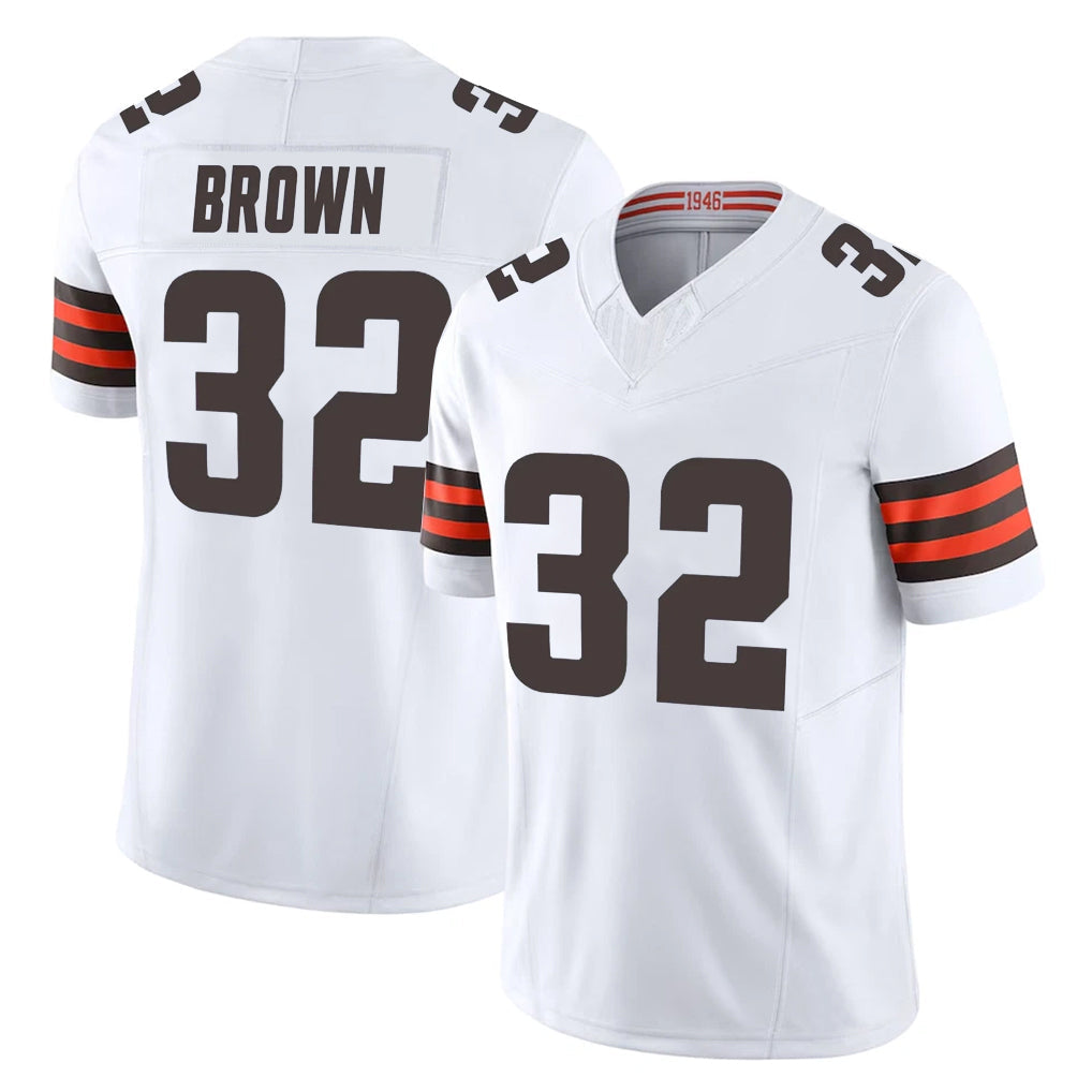 Tlead C.Browns #32 Jim Brown Player White Vapor F.U.S.E. Limited Home Game Stitched Jerseys